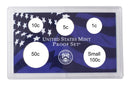 Empty Plastic Lens with blue Insert Holds 5 Coins, 5 Pack