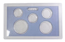 Empty Plastic Lens with Light Blue Insert Holds 5 Coins, 5 Pack