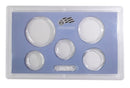 Empty Plastic Lens with Light Blue Insert Holds 5 Coins, 10 Pack