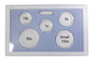 Empty Plastic Lens with Light Blue Insert Holds 5 Coins, 10 Pack