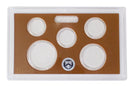 Empty Plastic Lens with Brown Insert Holds 5 Coins, 5 Pack