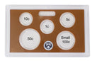 Empty Plastic Lens with Brown Insert Holds 5 Coins, 5 Pack