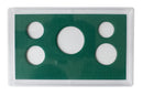 Empty Plastic Lens with Green Insert Holds 5 Coins, 5 Pack