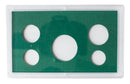 Empty Plastic Lens with Green Insert Holds 5 Coins, 5 Pack