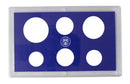 Empty Plastic Lens with Blue Insert Holds 6 Coins, 10 Pack