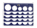 Empty Plastic Lens with blue insert, Hold 5 coins. 50c 25c 10c 5c 1c 5 Pack