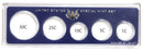 Empty Plastic Lens with blue insert, Hold 5 coins. 50c 25c 10c 5c 1c 10 Pack