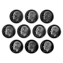 2000-2009 S Proof Roosevelt Dime Run 90% Silver 10 Coins