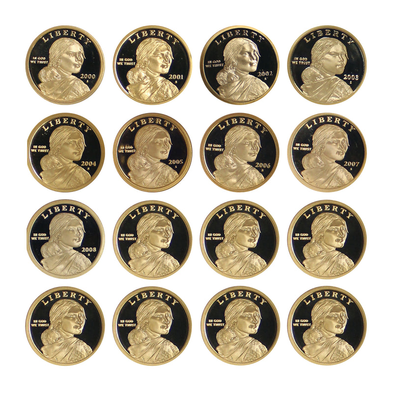 2000-2015 S Proof Native American Sacagawea Dollar Run 16 Coins