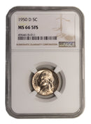 1950 -D Jefferson Nickel NGC MS66 5FS Full Steps (AP 12051)