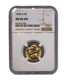 1943 -S Jefferson Nickel 5c NGC MS 66 6FS - (12054)