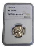 1952 -D Jefferson Nickel 5c NGC MS 66 5FS - (12056)