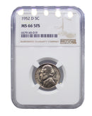 1952 -D Jefferson Nickel 5c NGC MS 66 5FS - (12057)