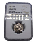 1952 -D Jefferson Nickel 5c NGC MS 66 5FS - (12058)