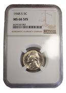 1948 -S Jefferson Nickel 5c NGC MS 66 5FS - (12059)