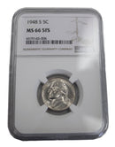 1948 -S Jefferson Nickel 5c NGC MS 66 5FS - (12060)