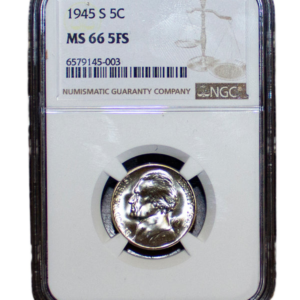 1945 -S Jefferson Nickel 5c NGC MS 66 5FS - (12062)