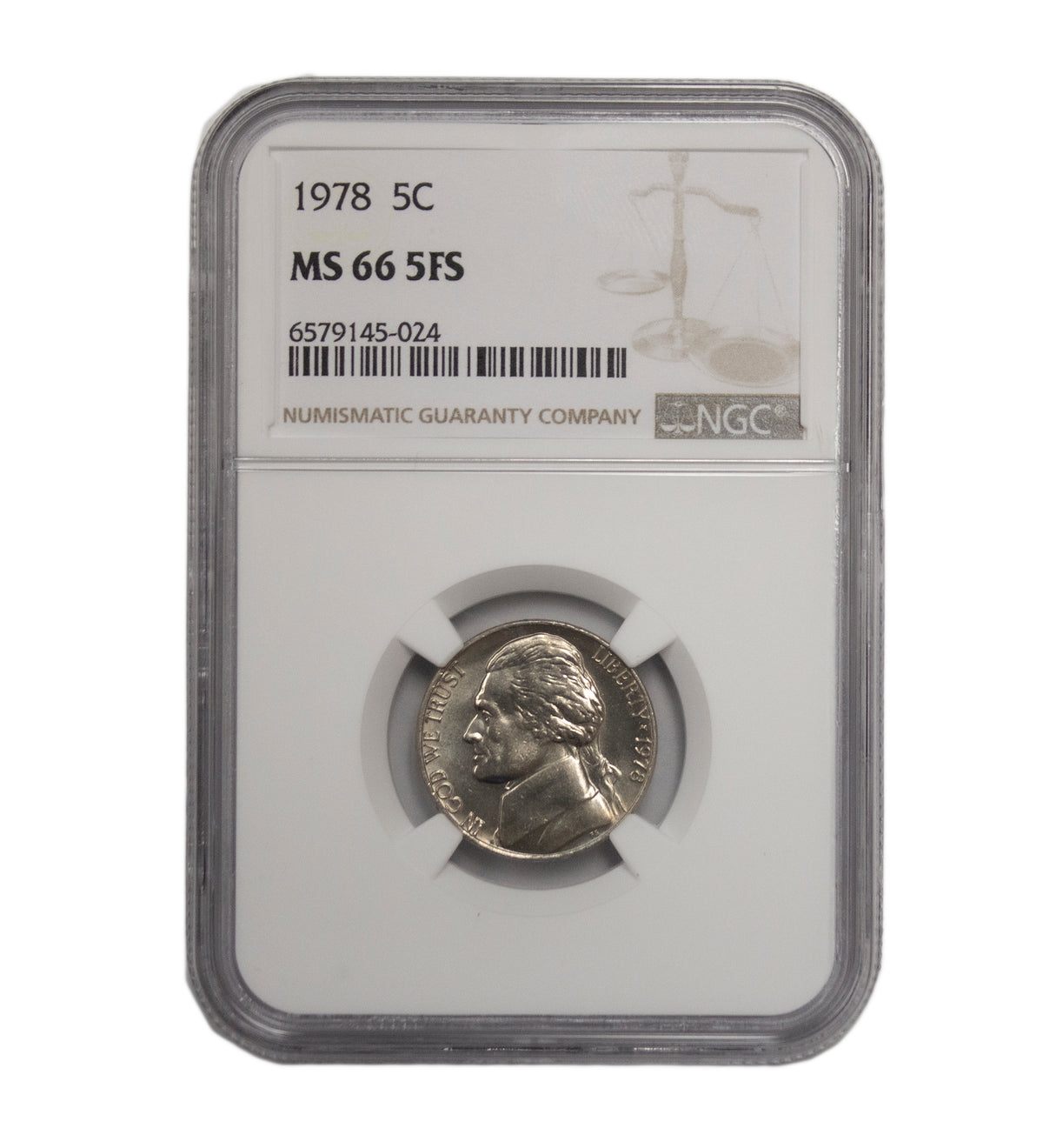 1978 -P Jefferson Nickel 5c NGC MS 66 5FS - (12076)