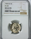 1940 -S Jefferson Nickel NGC MS66 5FS Full Steps (AP 13015) RPM FS-501 S/S