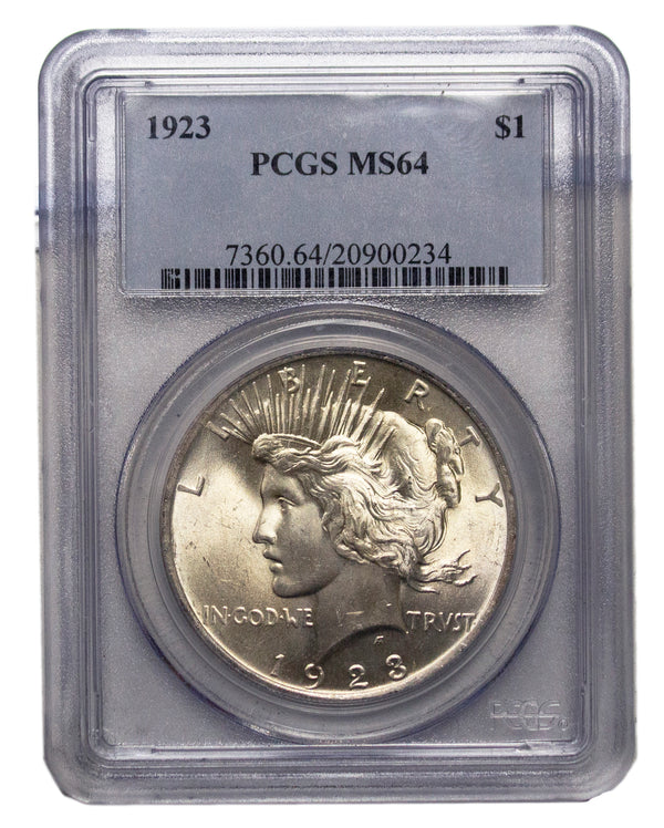 1923 -P Peace Silver Dollar Graded pcgs MS 64 (AP 14010)
