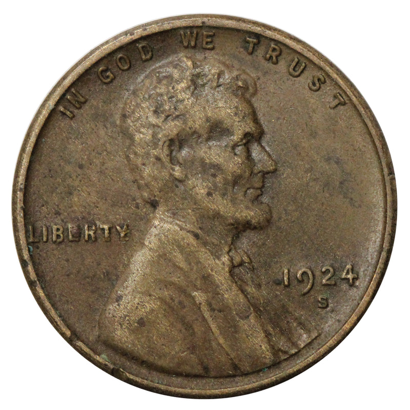 1924 -S Lincoln wheat cent 1c - XF Extra Fine Condition (SP)