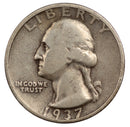 1937 -D Washington Quarter 25c - VG Very Good Condition (SP)