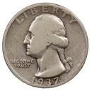 1937 -S Washington Quarter 25c - VG Very Good Condition (SP)