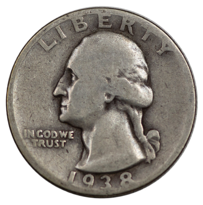 1938 -S Washington Quarter 25c - VG Very Good Condition (SP)