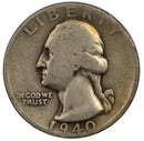 1940 -D Washington Quarter 25c - VG Very Good Condition (SP)