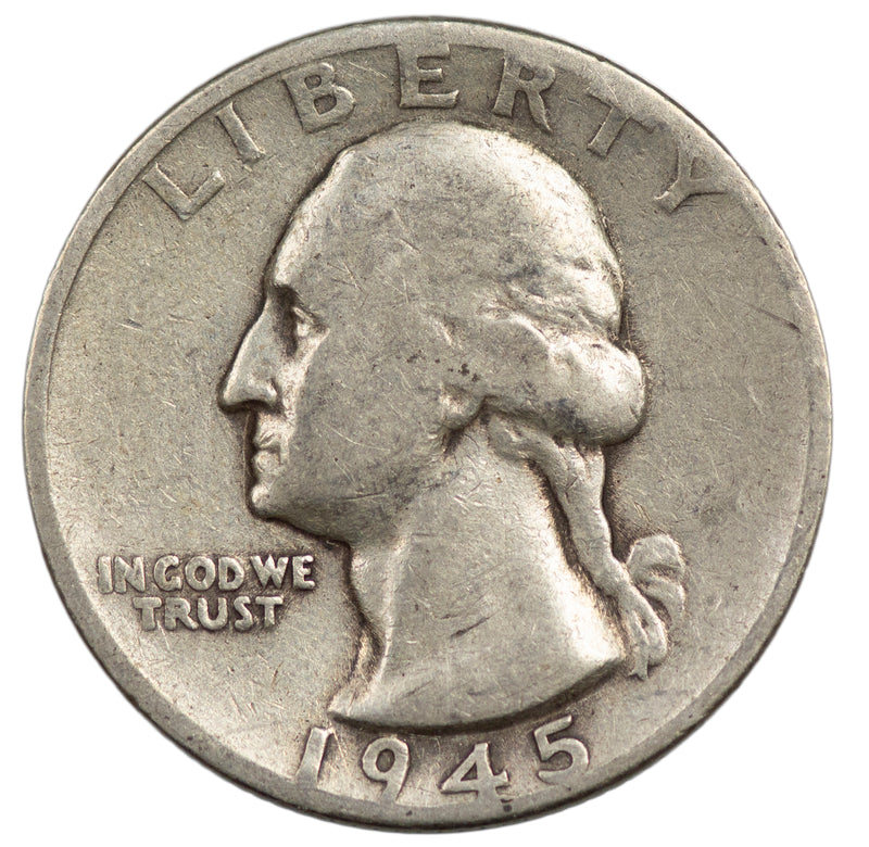 1945 -P Washington Quarter 25c - VG Very Good Condition (SP)