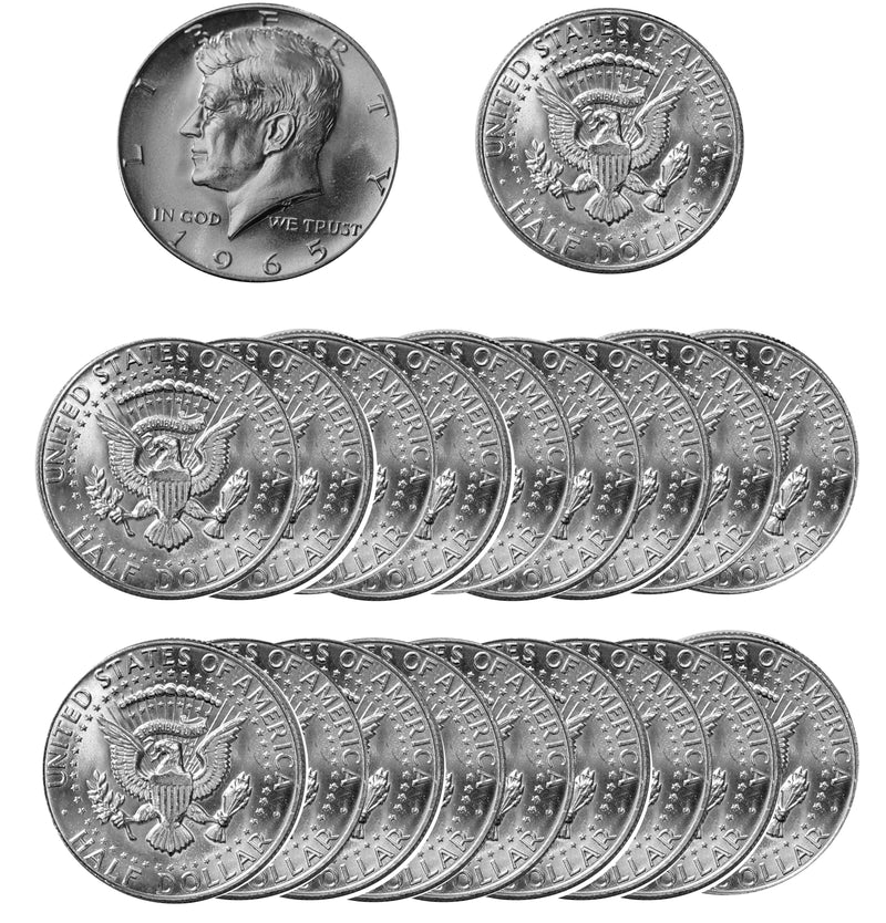 1965 Gem SMS Kennedy Half Dollar 40% Silver Roll 20 US Coins