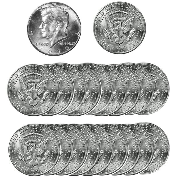 1970 D Kennedy Half Dollar Choice BU Roll 40% Silver (20 Coins)