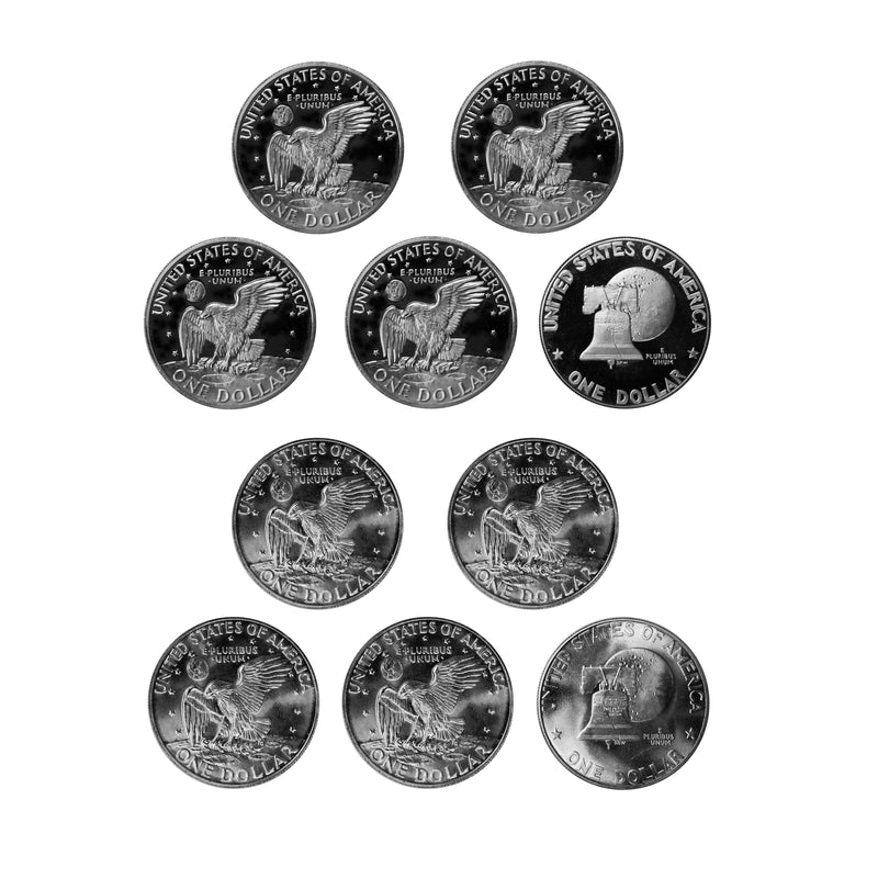 1971-1976 Eisenhower Dollar Proof and BU Run - 10 coins - 40% Silver