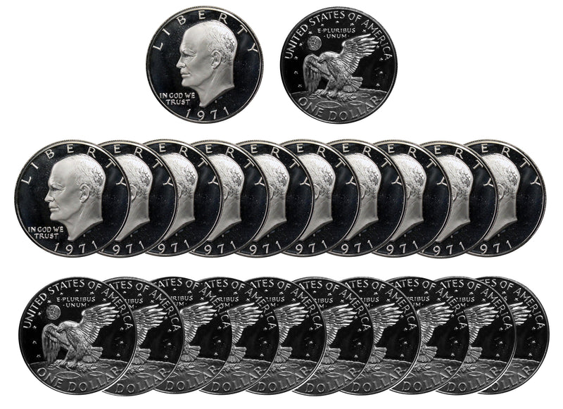 1971 S Eisenhower Dollar Deep Cameo Proof Roll 40% Silver (20 Coins)