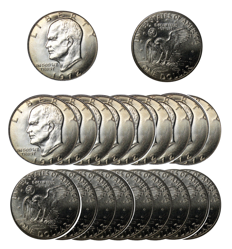1972 D Eisenhower Dollar BU Roll CN-Clad (20 Coins)