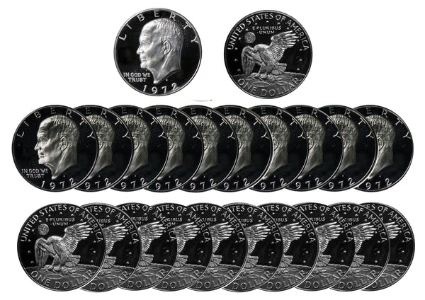 1972 S Eisenhower Dollar Deep Cameo Proof Roll 40% Silver (20 Coins)