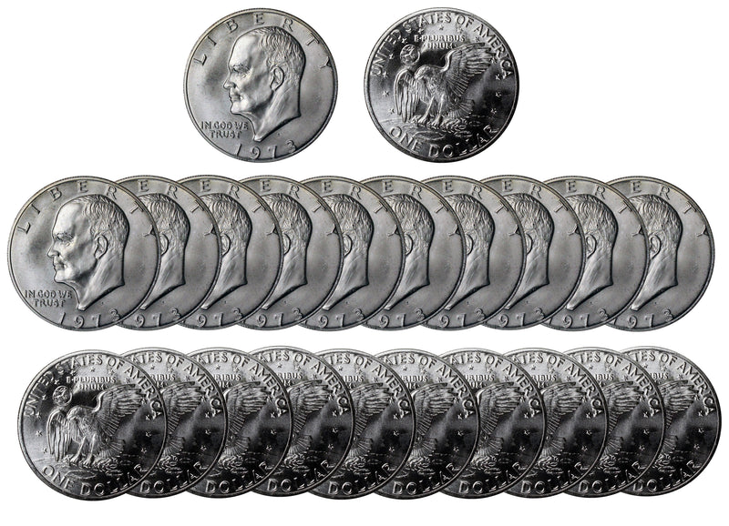 1973 S Eisenhower Dollar BU Roll 40% Silver (20 Coins)