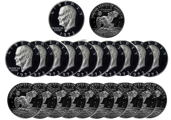 1973 S Eisenhower Dollar Deep Cameo Proof Roll 40% Silver (20 Coins)