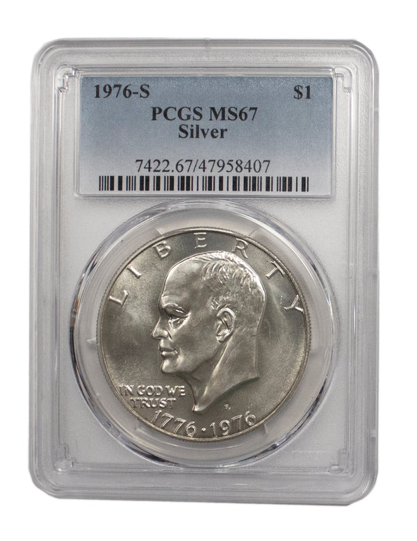 1976 -S Silver Eisenhower (IKE) BU Bicentennial Dollar PCGS MS67