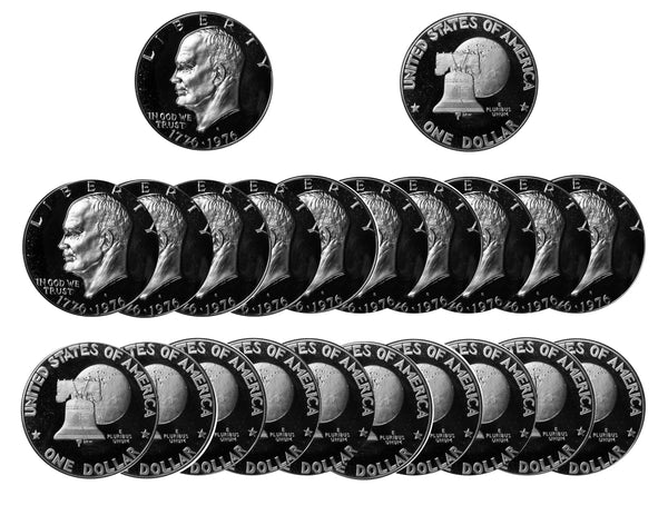 1976 S Eisenhower Dollar Deep Cameo Proof Bicentennial Roll 40% Silver (20 Coins)