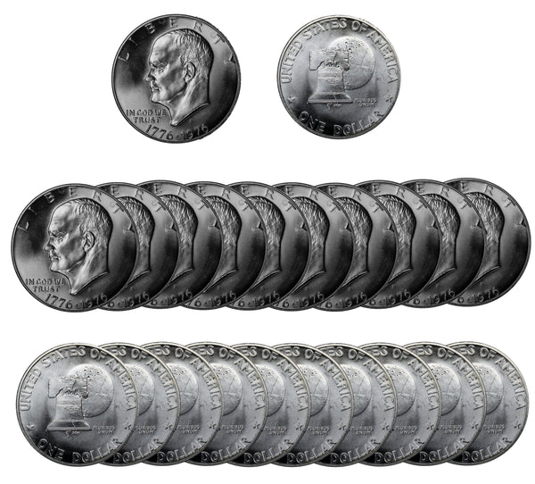 1976 S Eisenhower Dollar Bicentennial BU Roll 40% Silver (20 Coins)