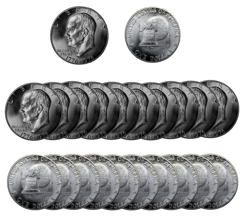 1976 S Eisenhower Dollar Bicentennial BU Roll 40% Silver (20 Coins)