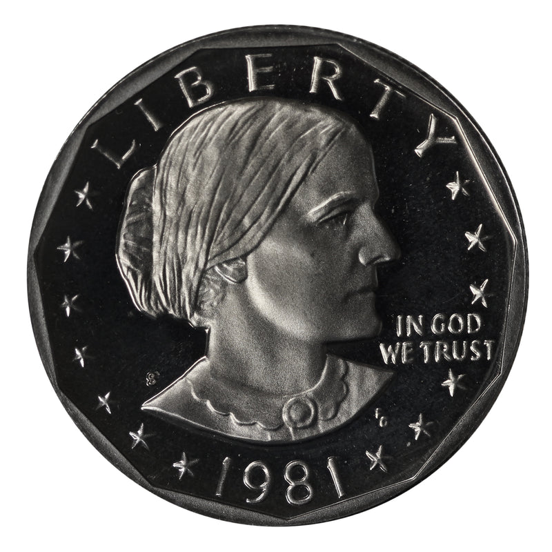 1981 S Susan B Anthony Dollar Gem Deep Cameo Proof Roll CN-Clad (20 Coins) Type 1 (Filled S)