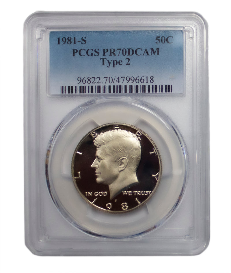 1981 -S Kennedy Proof Half Dollar Type 2 DCAM PCGS PR70