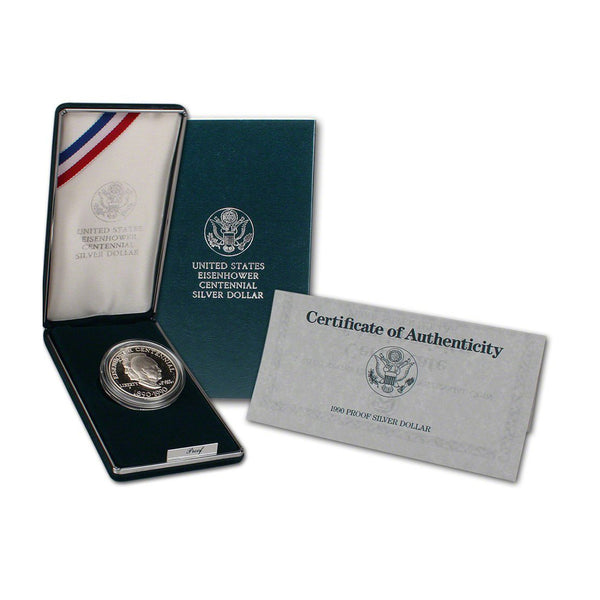 1990-P Eisenhower Proof Commemorative Dollar 90% Silver OGP