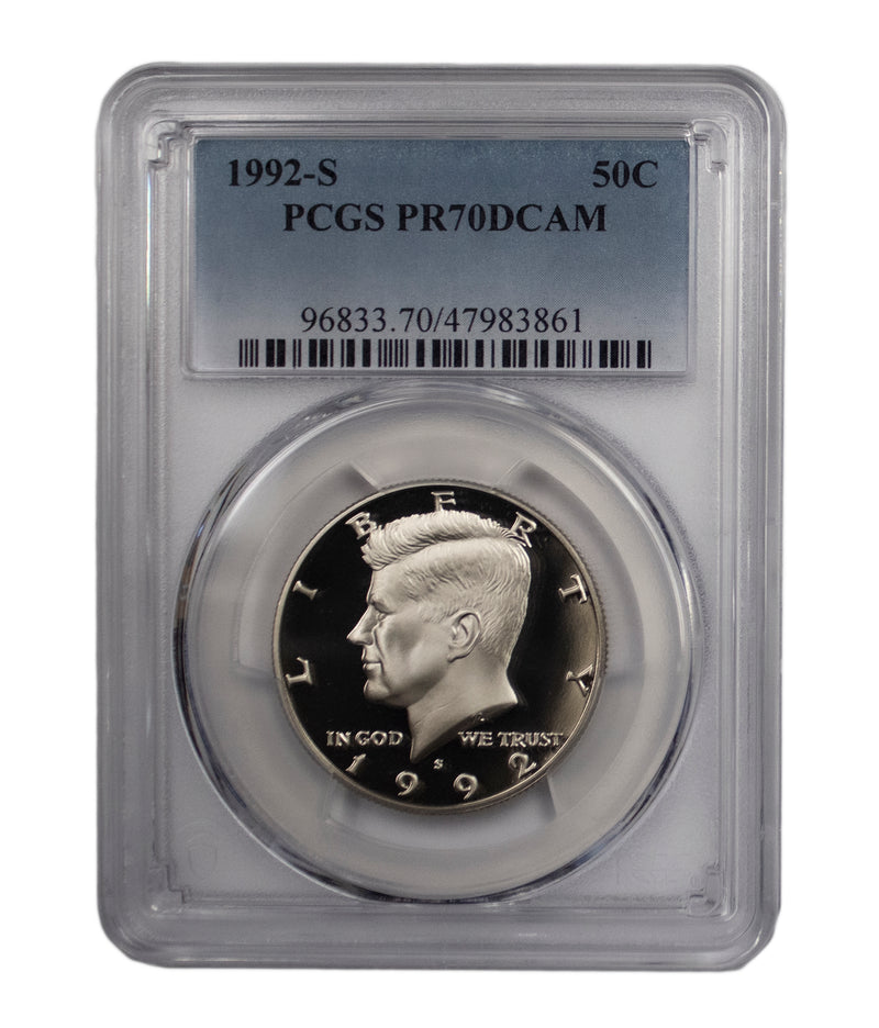 1992 -S CN-Clad Kennedy 50c Half Dollar Proof DCAM PCGS PR70