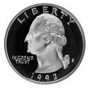 1992 - 1998 S Quarter Cameo Proof Roll 90% Silver ( 40 Coins ) Random Mix