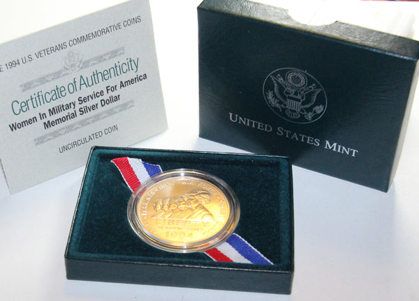 1994-W Women in the Military Uncirculated Commemorative Dollar 90% Silver OGP