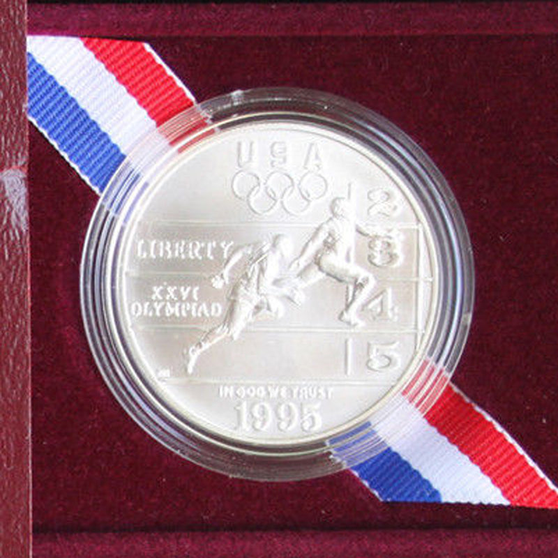 1995-D Olympic Track & Field Uncirculated Commemorative Dollar 90% Silver OGP