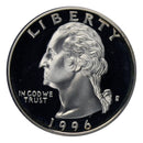 1996 -S Washington Quarter Proof 90% Silver Gem Deep Cameo US Coin